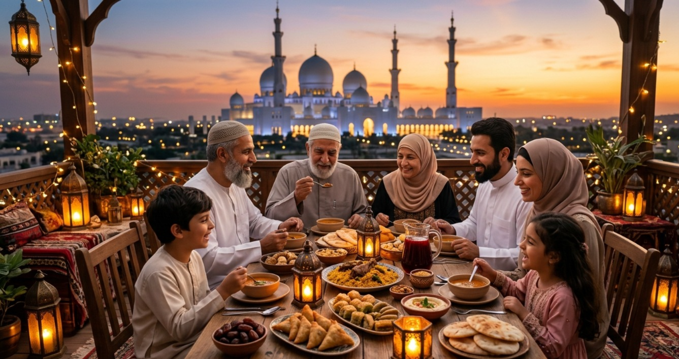 ثقافة الإفطار في رمضان واجتماع العائلات حول مائدة الطعام
